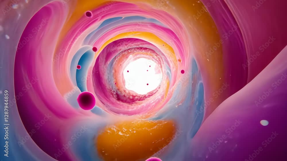 Poster cosmic whirlpool of vibrant colors simulating a dynamic galaxy in deep space with swirling patterns