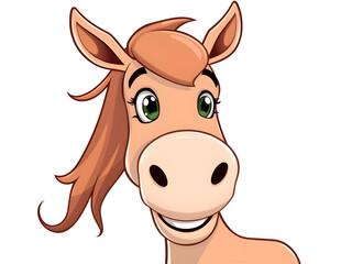 Fototapeta premium A cute cartoon horse with a brown coat 