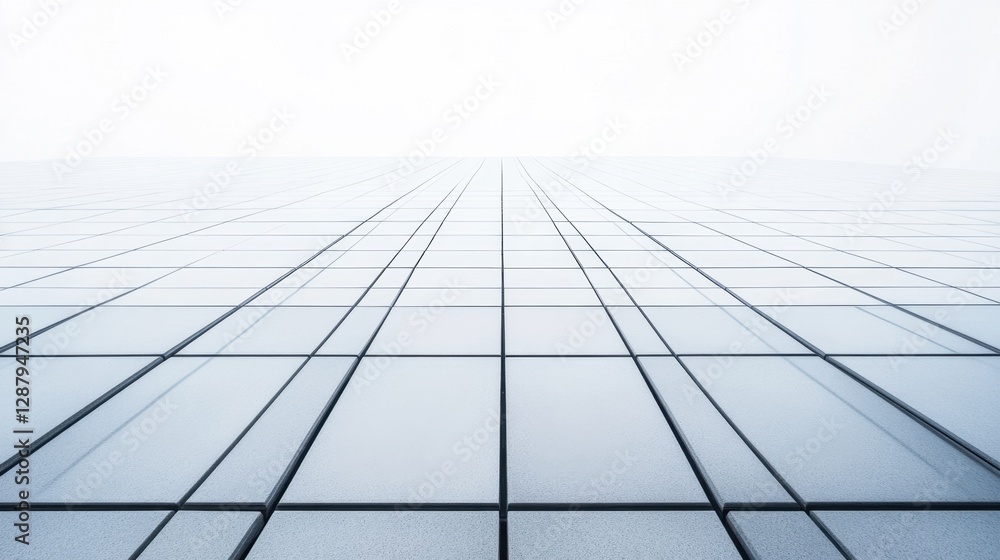 Poster modern flat roof covered with high-quality polymeric tiles, with sharp lines and a uniform pattern. 