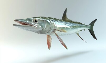 Naklejka premium Barracuda fish swimming in clear water, simple background, for educational use