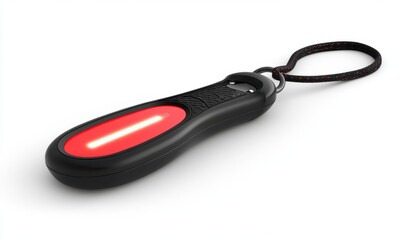 Obraz premium A sleek black and red LED flashlight keychain designed for portability and convenience