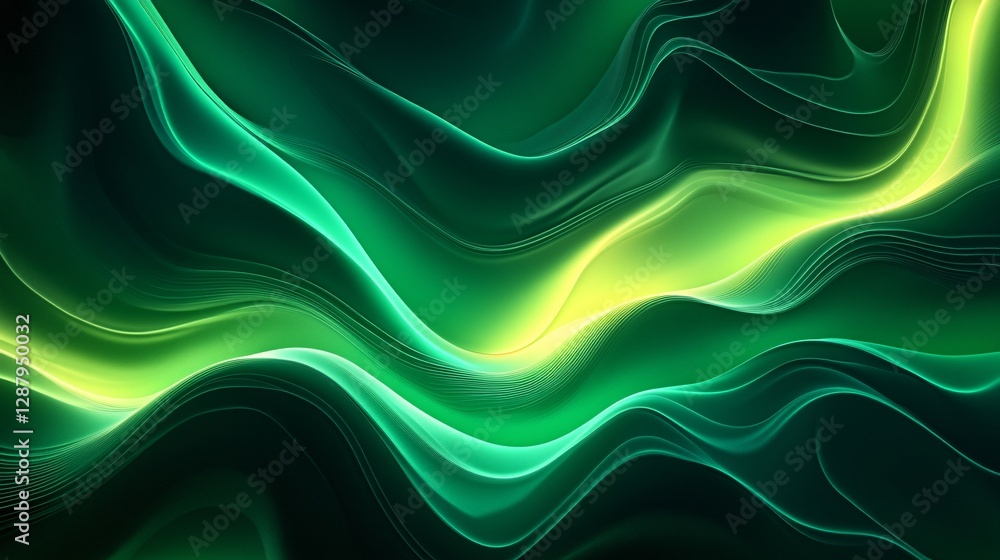 Poster a glowing green gradient background with smooth transitions and highlights
