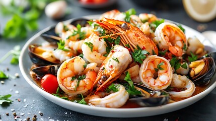 A Delicious and Beautifully Plated Dish of Seafood – Gourmet Culinary Creation