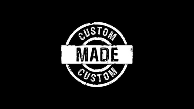 Custom made stamp and hand stamping impact isolated animation. Handmade craft manufacturing 3D concept. Alpha matte channel.