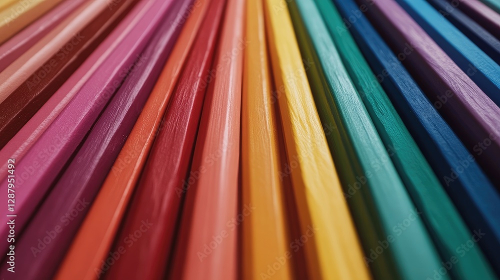 Poster vibrant array of colored wooden sticks displaying bright palette