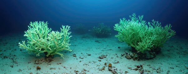 Obraz premium Ocean acidification concept. Vibrant underwater coral landscape showcasing marine biodiversity and natural beauty.