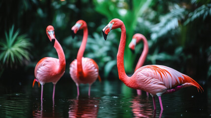 Fototapeta premium pink flamingo in the water