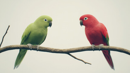 Obraz premium two parrots on a branch