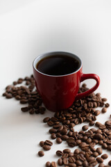 cup of coffee with beans
