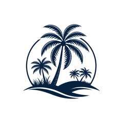 beach silhouette logo vector line art logo design