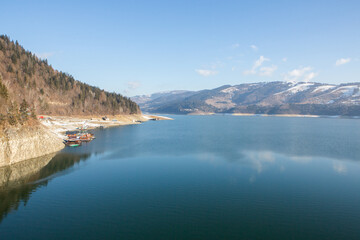 very beautiful landscape with winter nature in the Carpathian Mountains of Romania.