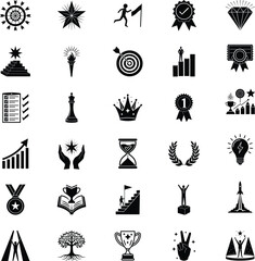 Success, Achievement, Goals, Awards, Growth, Strategy, Victory, Leadership, Progress, Icons