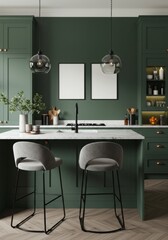 Elegant Green Kitchen with Modern Accents