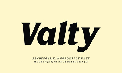 Valty vector font alphabet with numbers