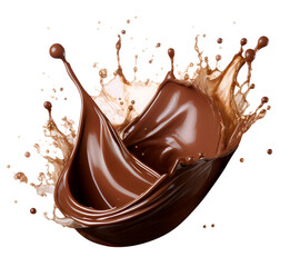 A large chocolate splatter, cut out. Flowing and dripping chocolate with clipping path.