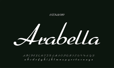 Arabella vector font alphabet with numbers