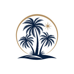 Fototapeta premium beach silhouette logo vector line art logo design