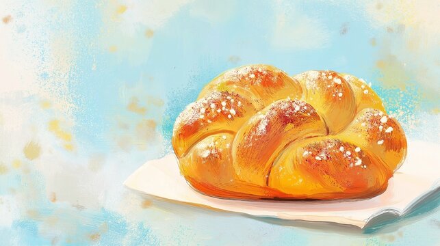 challah on a light background, fresh pastries
