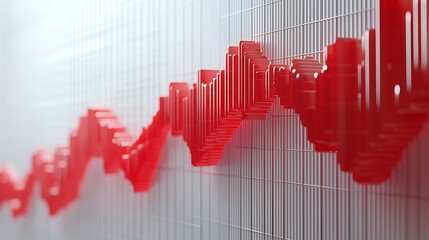 3D rendering of a red declining stock market graph against a white grid, depicting financial downturns.