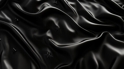 Obraz premium Black American flag waving in the wind, monochrome United States flag with dark stripes and stars, symbolizing defiance, resilience, and military tribute 