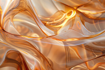 close up horizontal abstract wavy transparent amber glossy fluid background