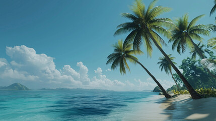 Tropical Beach with Palm Trees and Turquoise Water