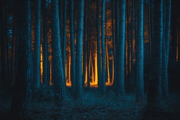 Fototapeta premium Enchanted Bioluminescent Forest at Night