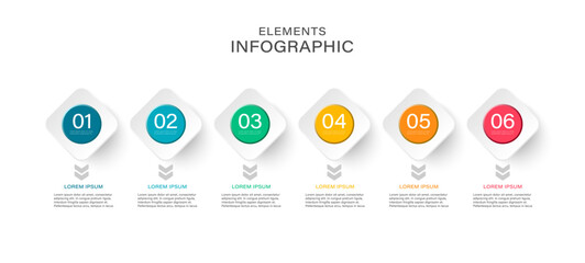 Vector template of infographic or step by step instruction consisting of 6 steps or options