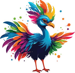 Colorful Ostrich Illustration vector design, Ostrich logo and icon design