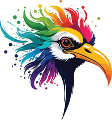 Ostrich Head Illustration vector design, Colorful Ostrich logo and icon design