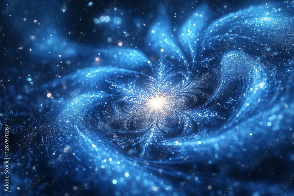 Aufkleber abstract design of swirling blue and silver patterns creating a glowing snowflake, symbolizing winte