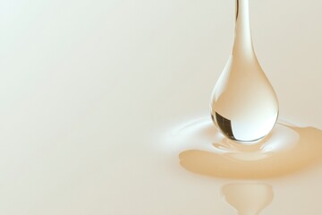 Fluid drop gracefully lands on smooth surface, creating gentle r