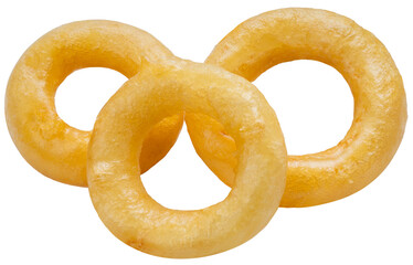 Fried Onion Rings on white background, Fried Onion Rings  isolate on white PNG File.