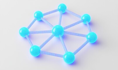 Connected blue spheres network on white, for science or tech visuals