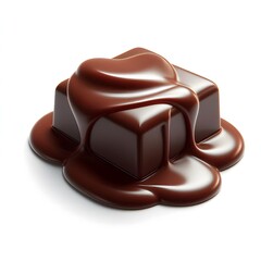 A single piece of liquid chocolate isolated on a white background 