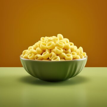 Bowl of cheesy macaroni on a green table.