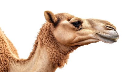 Fototapeta premium Close-up view of a camel featuring distinctive fur and facial structure in a natural setting
