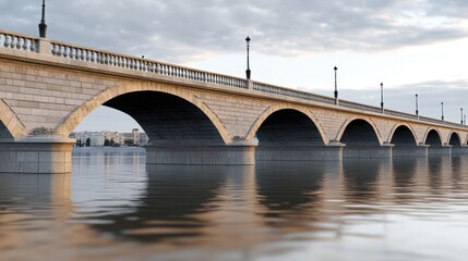 Stone Arch Bridge Spanning Calm River Water