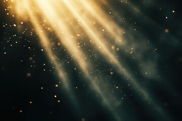 Obraz premium ethereal light rays piercing through darkness, creating dramatic atmospheric beams with floating particles, perfect for cinematic overlays and artistic compositions