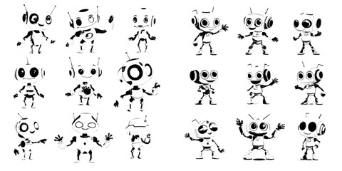 Robots, androids, and digital cyborgs, along with chatbots, embody the modern and futuristic aspects of technology and communication in cartoons