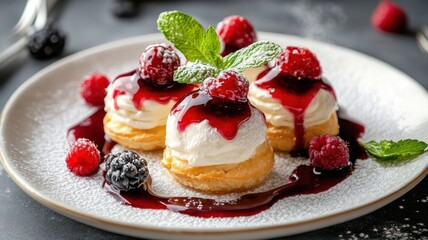 Elegant dessert platter featuring delightful custard cookie cream puffs, perfect for any special occasion.