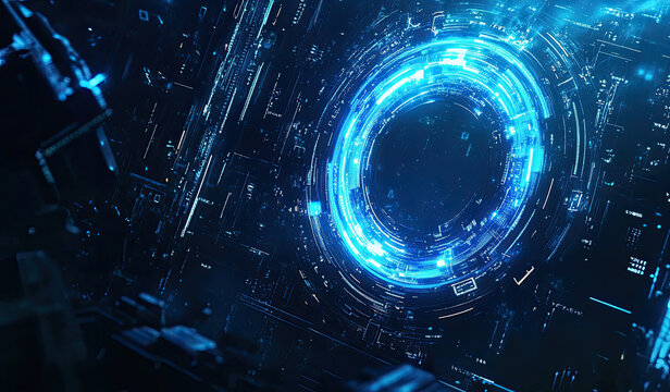 Futuristic Blue Circular Tech Interface Abstract Digital Design