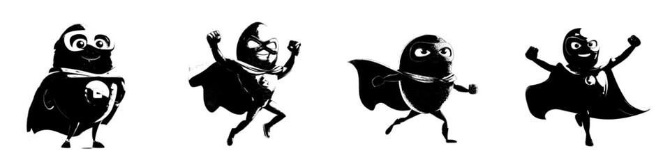 A cartoon character depicting a peanut emoji superhero is shown wearing a mask and cape, with a kind face and isolated on a background, also referred to as a gout nut or legume crop with an edible