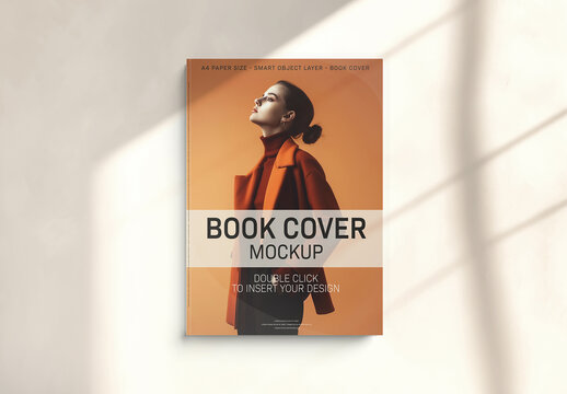 Book Cover With Editable Soft Shadows Mockup
