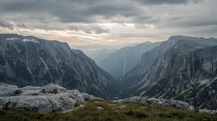 Dramatic Mountain Valley Sunset Landscape