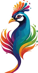 Obraz premium Colorful Peacock Illustration vector design, Peacock logo and icon design