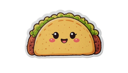 Cute Taco Cartoon Illustration - Kawaii