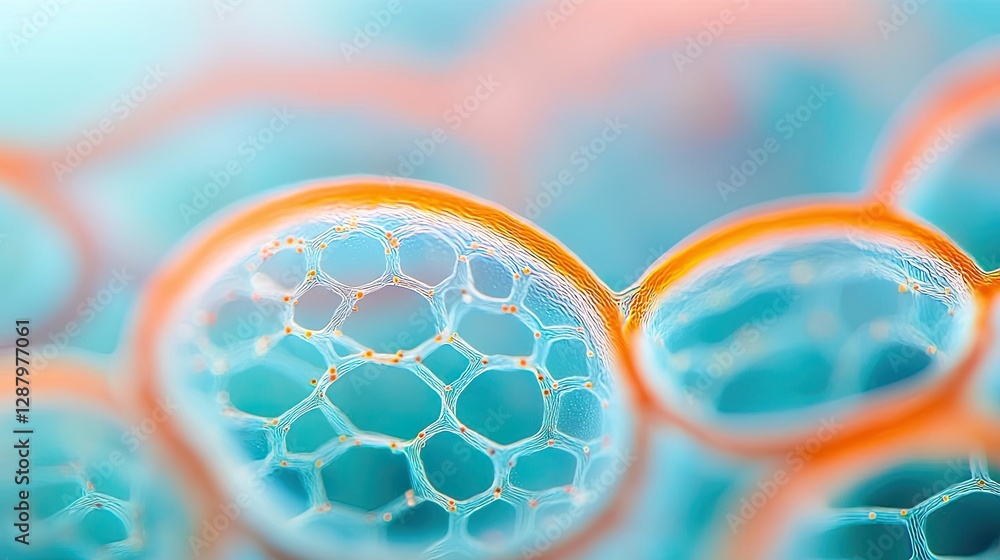 Poster ocean acidification concept. close-up view of colorful microscopic bubbles showcasing intricate patt