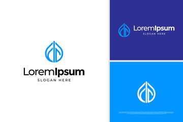 Elegant of letter F I G with water drop shaped monogram logo vector design template