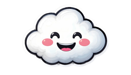 Happy Cloud Emoji, Cute Cartoon Weather - Kawaii